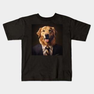 Golden Retriever Dog in Suit Kids T-Shirt
